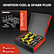 APIC1421 8-Piece Kit Yellow Ignition Coils and Iridium Spark Plugs Kit