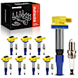 APIC1425 8 Pcs Yellow Ignition Coils & 8 Pcs Iridium Spark Plugs Kit