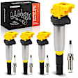 APIC1427 4 Pcs Yellow Ignition Coil &4 Pcs Iridium Spark Plug Kit
