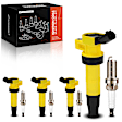 APIC1428 4 Pcs Yellow Ignition Coil & 4 Pcs Iridium Spark Plug Kit