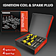 APIC1428 4 Pcs Yellow Ignition Coil & 4 Pcs Iridium Spark Plug Kit