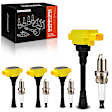 APIC1439 8-Piece Kit Yellow Ignition Coils and Iridium and Platinum Spark Plugs Kit