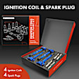 APIC1518 4 Pcs Blue Ignition Coil & 4 Pcs Iridium Spark Plug Kit
