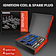 APIC1522 4 Pcs Blue Ignition Coil & 4 Pcs Iridium Spark Plug Kit