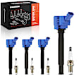 APIC1525 4 Pcs Blue Ignition Coil & 4 Pcs Iridium Spark Plug Kit
