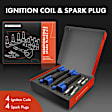 APIC1525 4 Pcs Blue Ignition Coil & 4 Pcs Iridium Spark Plug Kit
