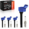 APIC1527 4 Pcs Blue Ignition Coil & 4 Pcs Iridium & Platinum Spark Plug Kit