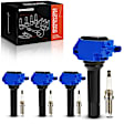 APIC1528 4 Pcs Blue Ignition Coil & 4 Pcs Iridium Spark Plug Kit