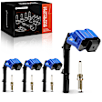 APIC1533 4 Pcs Blue Ignition Coil & 4 Pcs Iridium Spark Plug Kit