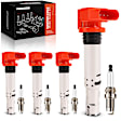 APIC1536 4 Pcs Red Ignition Coils & 4 Pcs Iridium Spark Plugs Kit