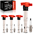 APIC1541 4 Pcs Red Ignition Coils & 4 Pcs Iridium Spark Plugs Kit