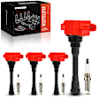APIC1547 4 Pcs Red Ignition Coil & 4 Pcs Iridium Spark Plug Kit