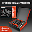 APIC1547 4 Pcs Red Ignition Coil & 4 Pcs Iridium Spark Plug Kit