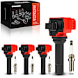 APIC1548 4 Pcs Red Ignition Coil & 4 Pcs Iridium Spark Plug Kit