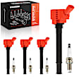 APIC1549 4 Pcs Red Ignition Coil & 4 Pcs Iridium Spark Plug Kit
