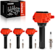 APIC1551 4 Pcs Red Ignition Coil & 4 Pcs Iridium Spark Plug Kit