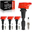 APIC1553 4 Pcs Red Ignition Coil & 4 Pcs Iridium Spark Plug Kit