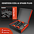 APIC1554 4 Pcs Red Ignition Coil & 4 Pcs Iridium Spark Plug Kit