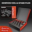 APIC1555 4 Pcs Red Ignition Coil & 4 Pcs Iridium Spark Plug Kit