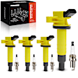 APIC1560 4 Pcs Yellow Ignition Coil & 4 Pcs Iridium Spark Plug Kit