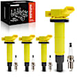 APIC1562 4 Pcs Yellow Ignition Coil & 4 Pcs Double Iridium Spark Plug Kit