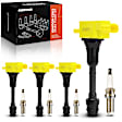 APIC1564 4 Pcs Yellow Ignition Coil & 4 Pcs Iridium Spark Plug Kit