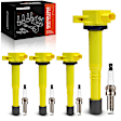 APIC1572 4 Pcs Yellow Ignition Coil & 4 Pcs Iridium Spark Plug Kit