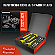 APIC1572 4 Pcs Yellow Ignition Coil & 4 Pcs Iridium Spark Plug Kit
