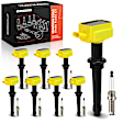 APIC1573 8 Pcs Yellow Ignition Coil & 8 Pcs Iridium Spark Plug