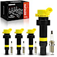 APIC1578 4 Pcs Yellow Ignition Coil & 4 Pcs Iridium Spark Plug Kit