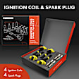 APIC1578 4 Pcs Yellow Ignition Coil & 4 Pcs Iridium Spark Plug Kit