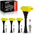 APIC1579 4 Pcs Yellow Ignition Coil & 4 Pcs Iridium Spark Plug Kit