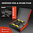 APIC1579 4 Pcs Yellow Ignition Coil & 4 Pcs Iridium Spark Plug Kit