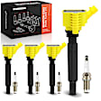 APIC1581 4 Pcs Yellow Ignition Coil &4 Pcs Iridium Spark Plug Kit