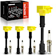 APIC1582 4 Pcs Yellow Ignition Coil & 4 Pcs Iridium Spark Plug Kit