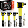 APIC1583 4 Pcs Yellow Ignition Coil & 4 Pcs Iridium Spark Plug Kit