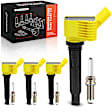 APIC1584 4 Pcs Yellow Ignition Coil & 4 Pcs Iridium & Platinum Spark Plug Kit