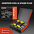 APIC1584 4 Pcs Yellow Ignition Coil & 4 Pcs Iridium & Platinum Spark Plug Kit