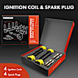 APIC1585 4 Pcs Yellow Ignition Coil & 4 Pcs Iridium Spark Plug Kit