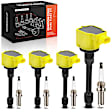 APIC1586 4 Pcs Yellow Ignition Coil and 4x Iridium Spark Plug Kit