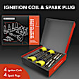 APIC1586 4 Pcs Yellow Ignition Coil and 4x Iridium Spark Plug Kit