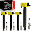 APIC1587 4 Pcs Yellow Ignition Coil & 4 Pcs Iridium Spark Plug Kit