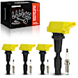 APIC1588 4 Pcs Yellow Ignition Coil & 4 Pcs Iridium Spark Plug Kit