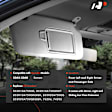 APSVR096 2 Pcs Driver & Passenger Gray Sun Visor with Mirror & Light