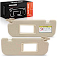 APSVR100 2 Pcs Driver & Passenger Beige Sun Visor with Mirror & Card Holder