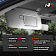 APSVR117 2 Pcs Driver & Passenger Gray Sun Visor with Light & Mirror