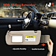 APSVR153 2 Pcs Driver & Passenger Beige Sun Visor with Mirror & Light