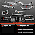 CA003C 12x Front Control Arm Ball Joint Tie Rod Sway Bar Link Kit