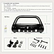 YHTBUR0042 3.5 Inch Black Carbon Steel Bull Bar Front Bumper Grille Guard with Formed Skid Plate