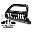 YHTBUR0045 3 Inch Black Carbon Steel Bull Bar Front Bumper Grille Guard with Skid Plate
